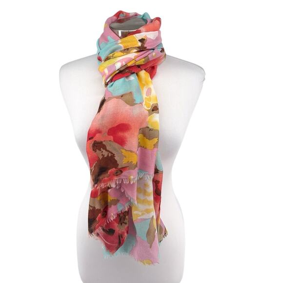 Joy Susan Womens Oversized Floral Poly Scarf Shawl Wrap 36 x 72 - Picture 3 of 11